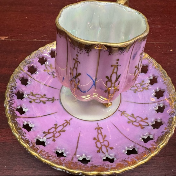 Enesco Tea China Cup & Saucer Japan Pink Gold Vintage - Picture 2 of 16